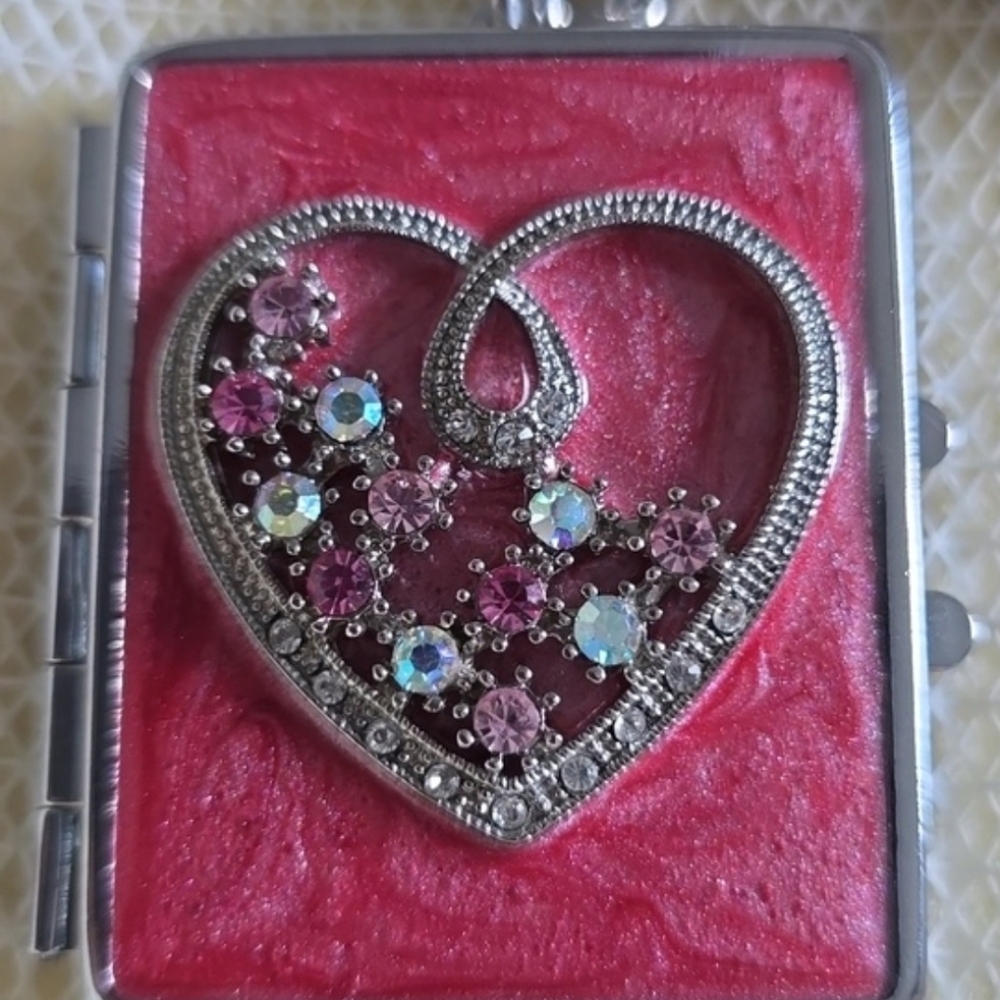 Spring Street Heart Locket Keychain With Rhinestones